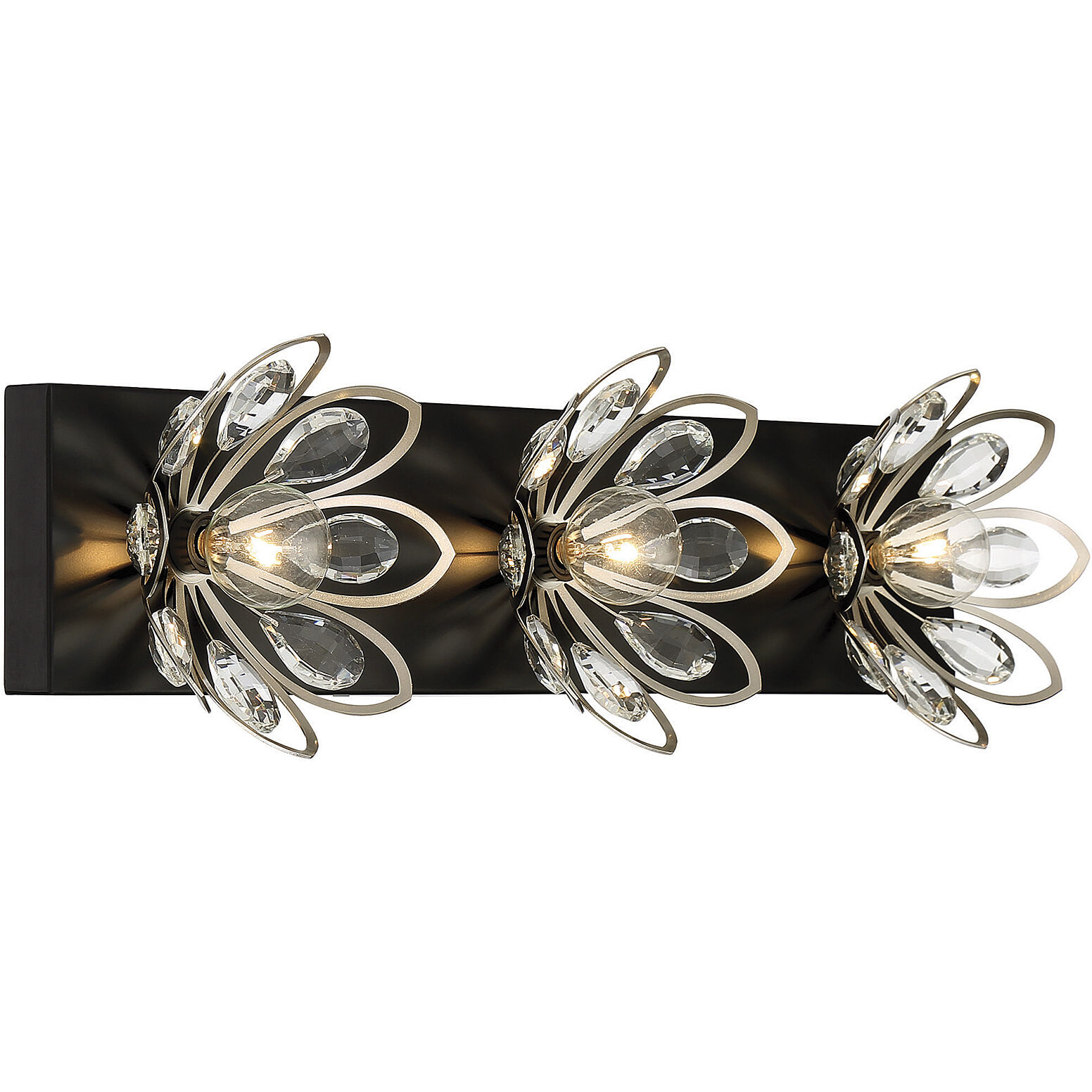 Poppy 3 Light 23 inch Matte Black with Satin Nickel Bathroom Vanity Light Wall Light in Matte Black/Satin Nickel