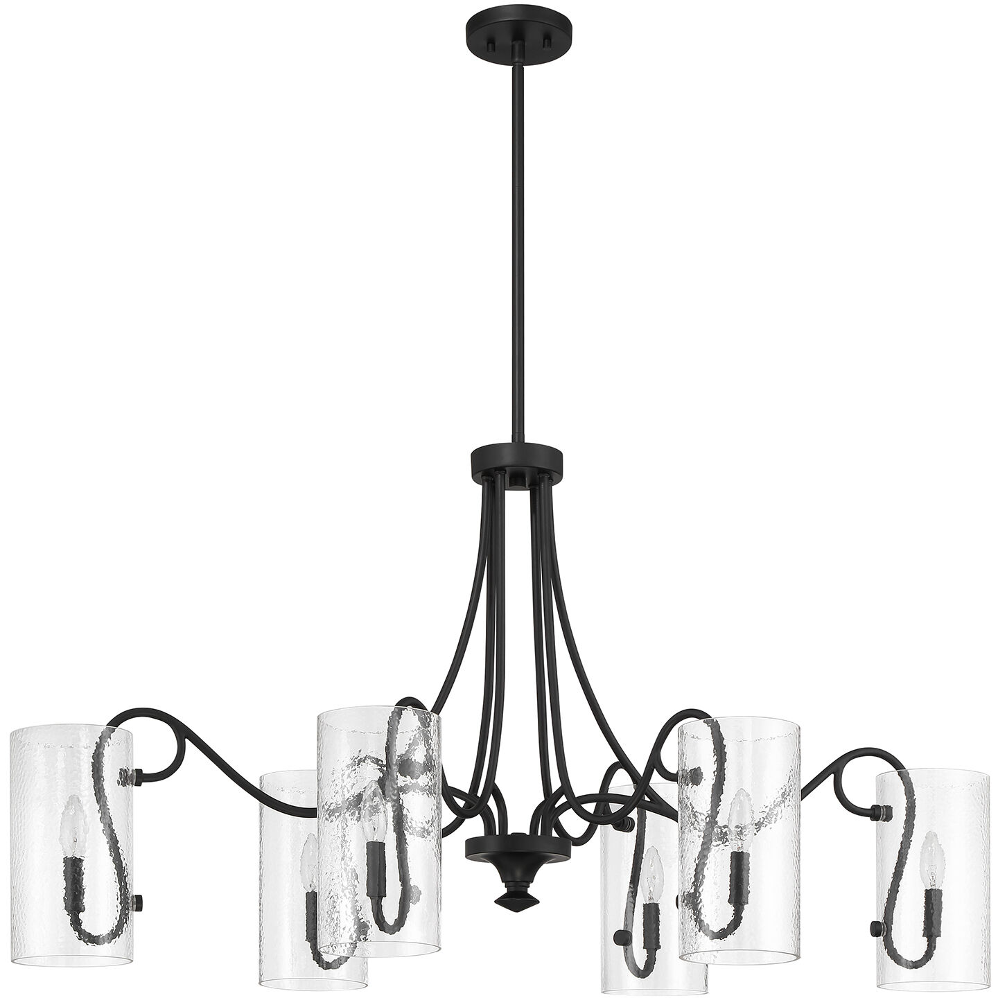Calgary 6 Light 48 inch Matte Black Linear Chandelier Ceiling Light, Oval