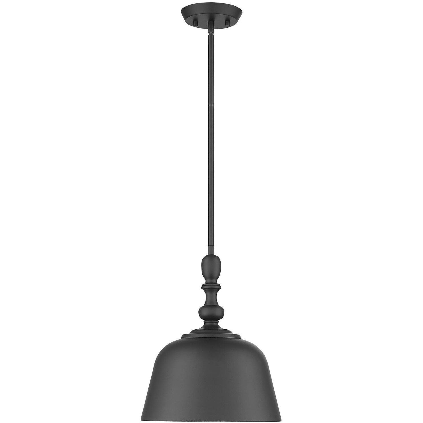 Berg 1 Light 12 inch Matte Black Pendant Ceiling Light, Essentials