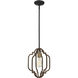 Westwood 1 Light 10 inch Barrelwood / Brass Accents Mini Pendant Ceiling Light