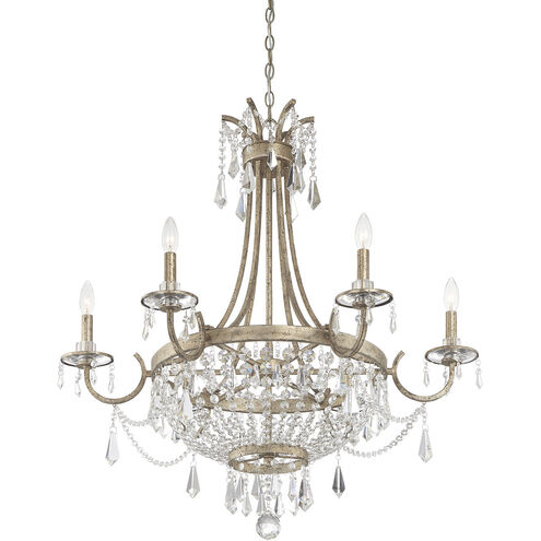 Claiborne 6 Light 33 inch Distressed Gold Chandelier Ceiling Light