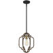 Westwood 1 Light 10 inch Barrelwood / Brass Accents Mini Pendant Ceiling Light