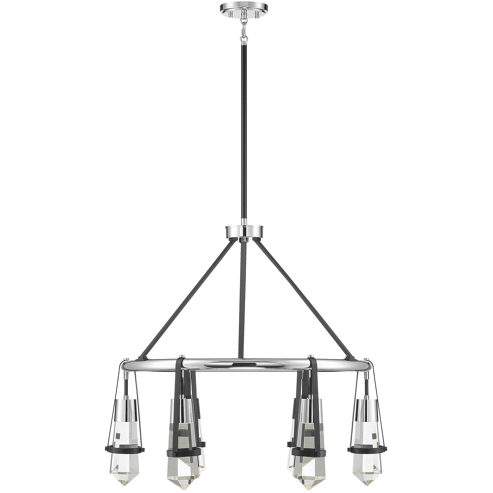 Denali LED 28.25 inch Matte Black with Polished Chrome Accents Chandelier Ceiling Light