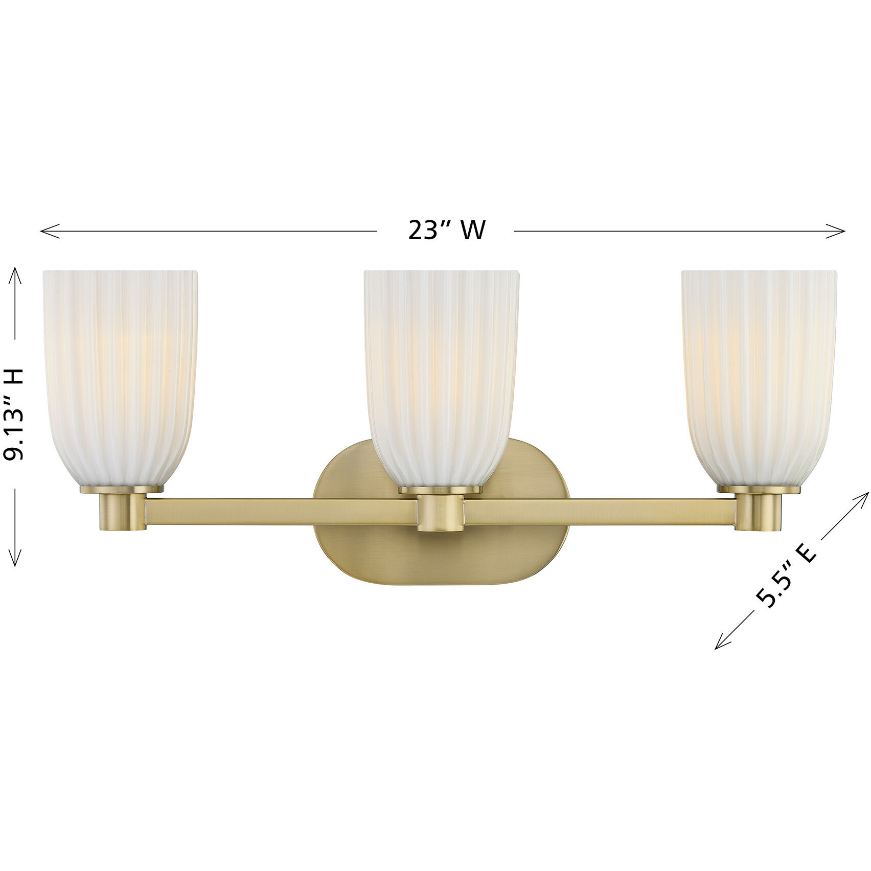 Baldwin 3 Light 23 inch Noble Brass Bathroom Vanity Light Wall Light, Essentials
