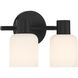 Strand 2 Light 10.25 inch Matte Black Bathroom Vanity Light Wall Light, Lighting One
