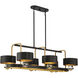 Chambord 6 Light 41.25 inch Vintage Black with Warm Brass Accents Linear Chandelier Ceiling Light, Lighting One