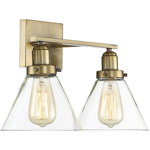 Drake 2 Light 17.75 inch Warm Brass Vanity Light Wall Light, Essentials
