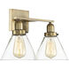 Drake 2 Light 17.75 inch Warm Brass Vanity Light Wall Light, Essentials