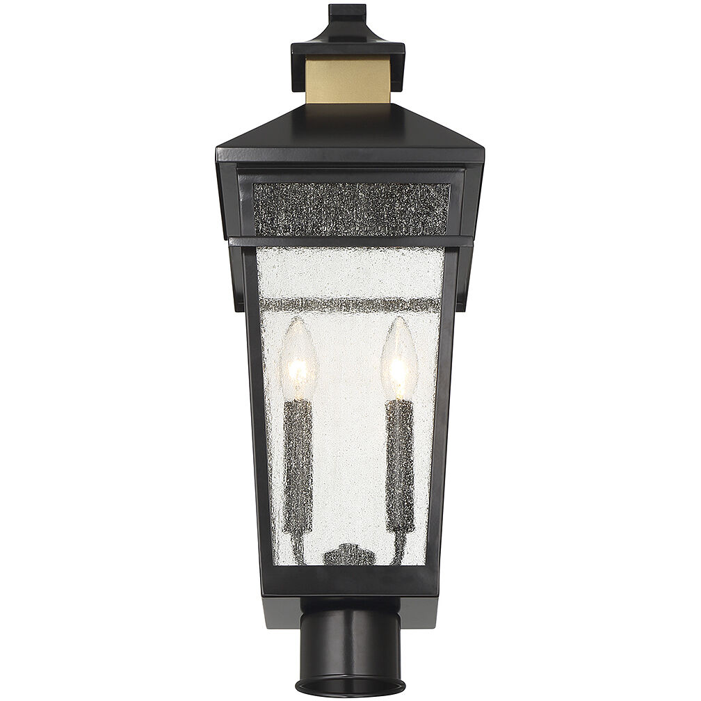 Kingsley 2 Light 22.5 inch Black with Warm Brass Accents Outdoor Post Lantern