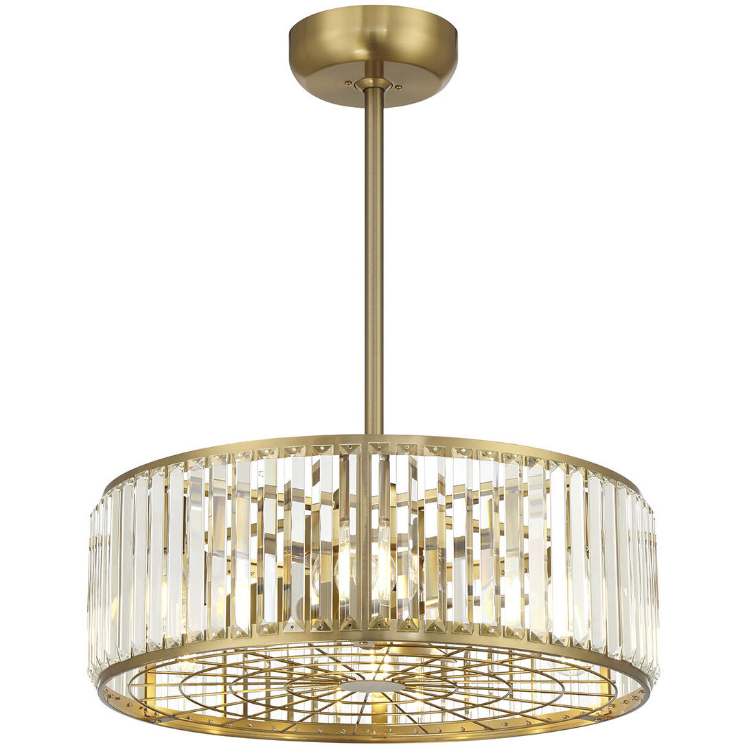 Janus 12 inch Warm Brass with Gold Blades Fan D'Lier