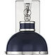 Corning 1 Light 8 inch Navy with Polished Nickel Accents Wall Sconce Wall Light in Navy/Polished Nickel