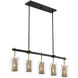 Dunbar 5 Light 40 inch Warm Brass with Bronze Linear Chandelier Ceiling Light