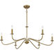 Jasmine 6 Light 42 inch Warm Brass Chandelier Ceiling Light, Lighting One