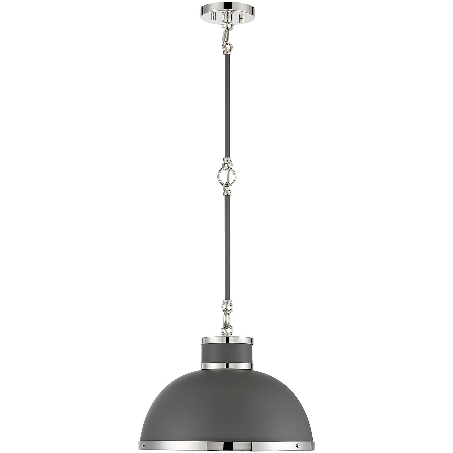 Corning 1 Light 16 inch Gray with Polished Nickel Accents Pendant Ceiling Light in Gray/Polished Nickel