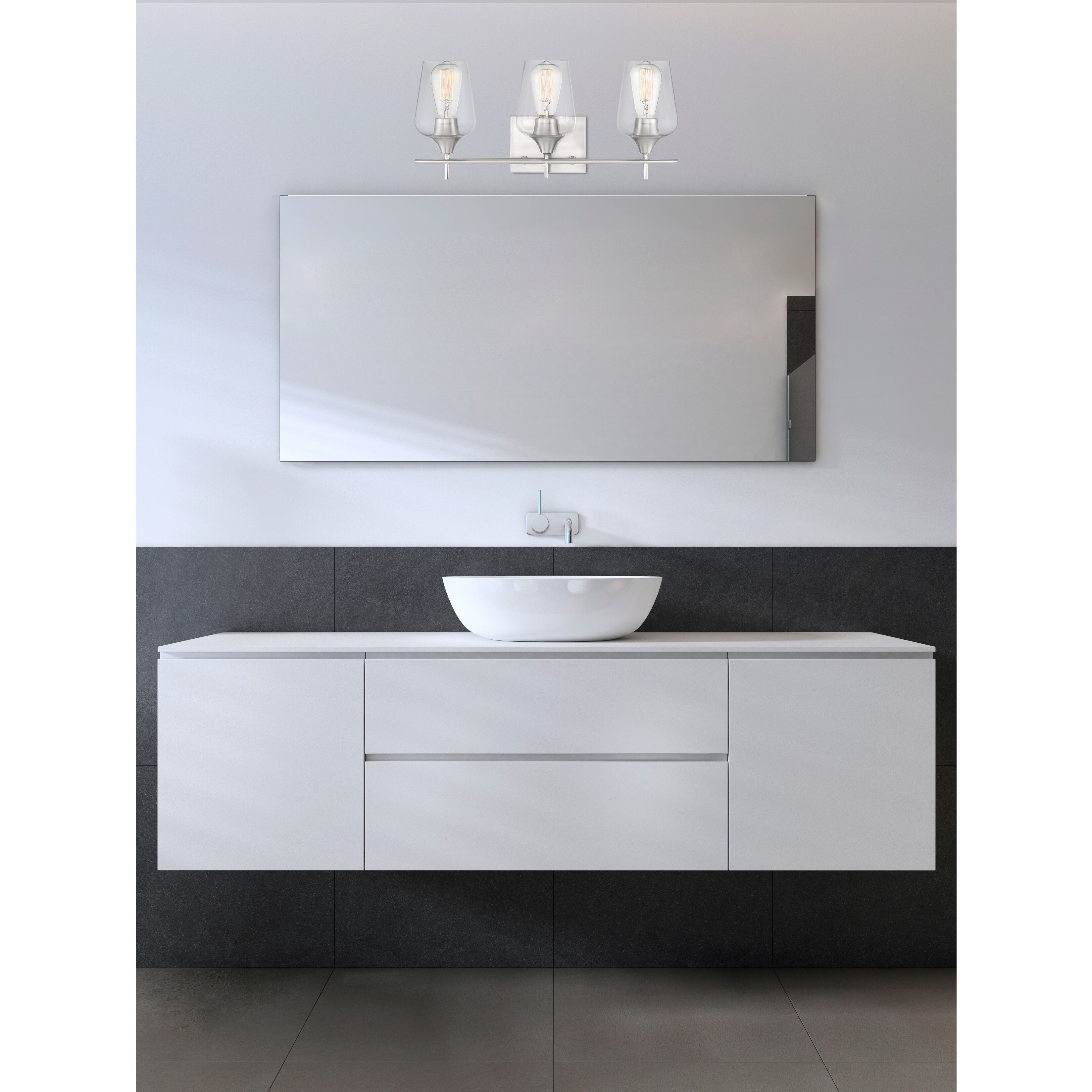 Octave 3 Light 21 inch Satin Nickel Bathroom Vanity Light Wall Light, Essentials