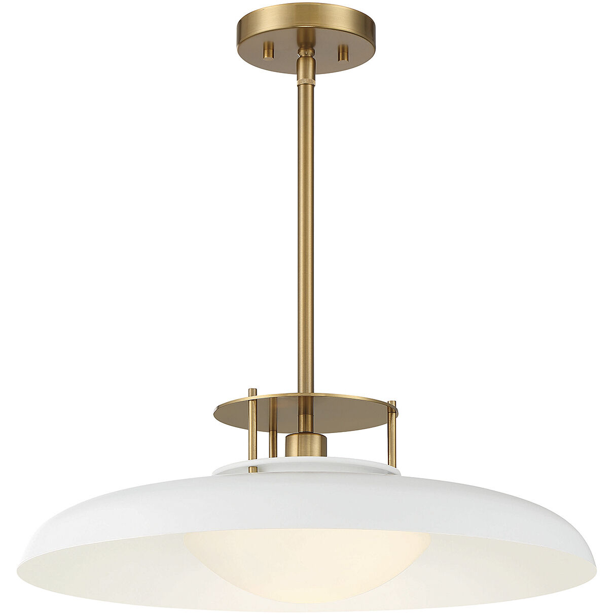 Gavin 1 Light Pendant in White with Warm Brass Accents Savoy House