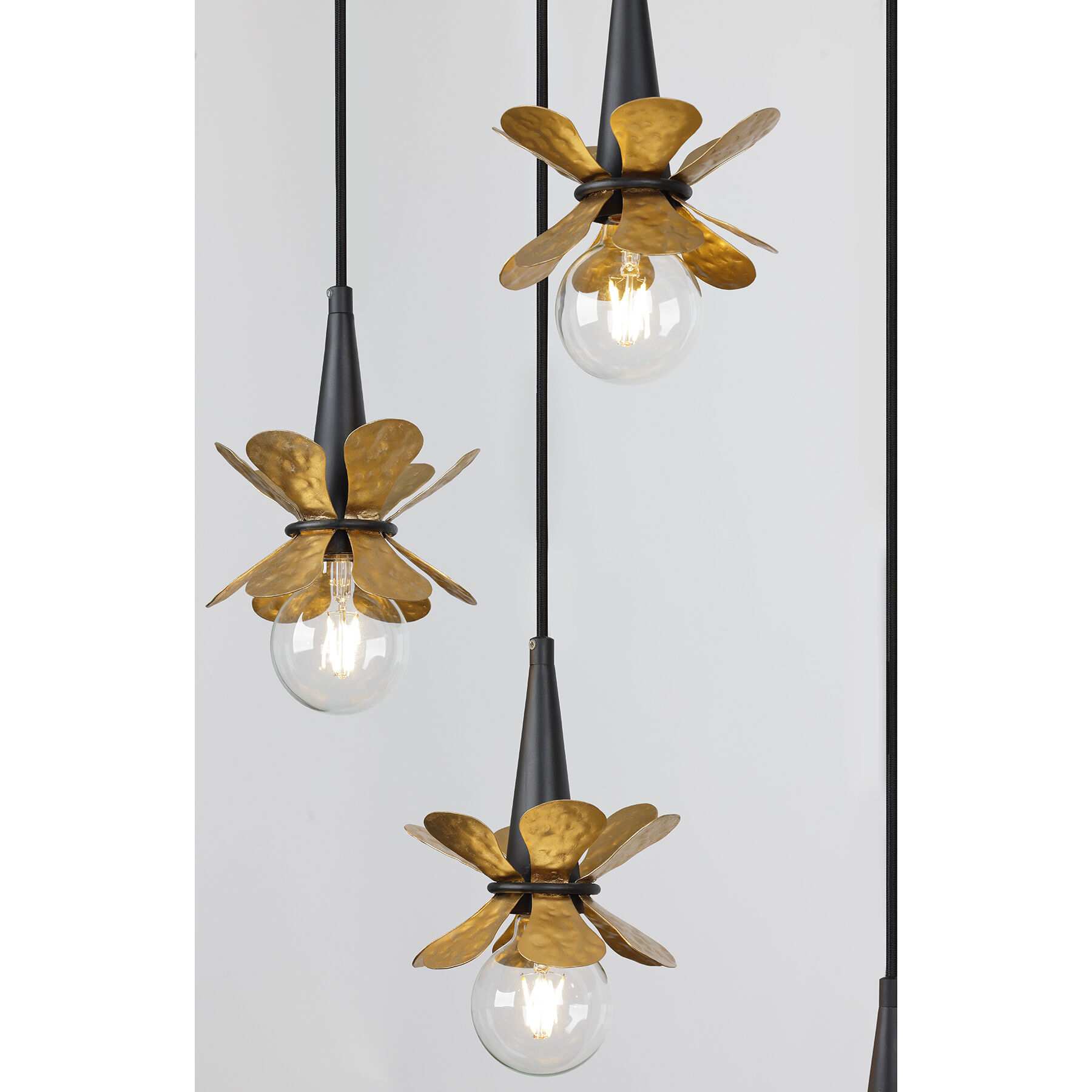 Portinatx 9 Light 40 inch Satin Black with Hammered Gold Linear Chandelier Ceiling Light
