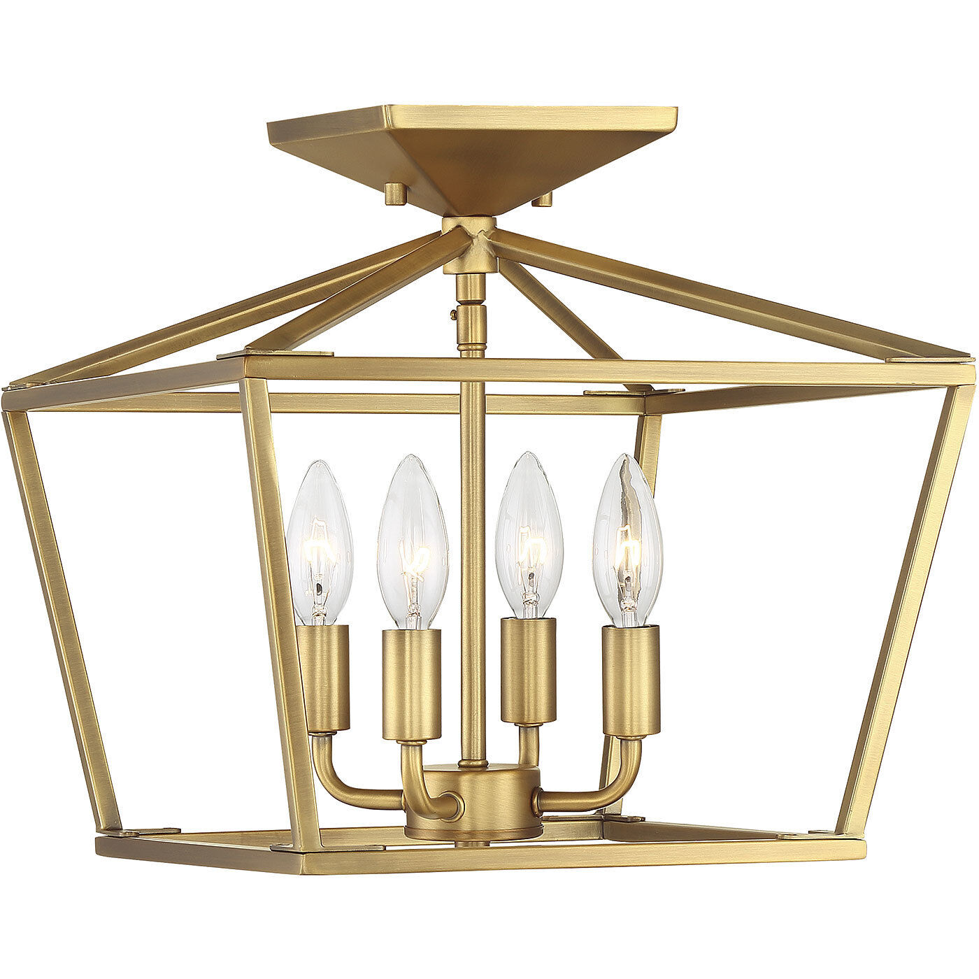 Townsend 4 Light 13 inch Warm Brass Semi-Flush Ceiling Light, Essentials