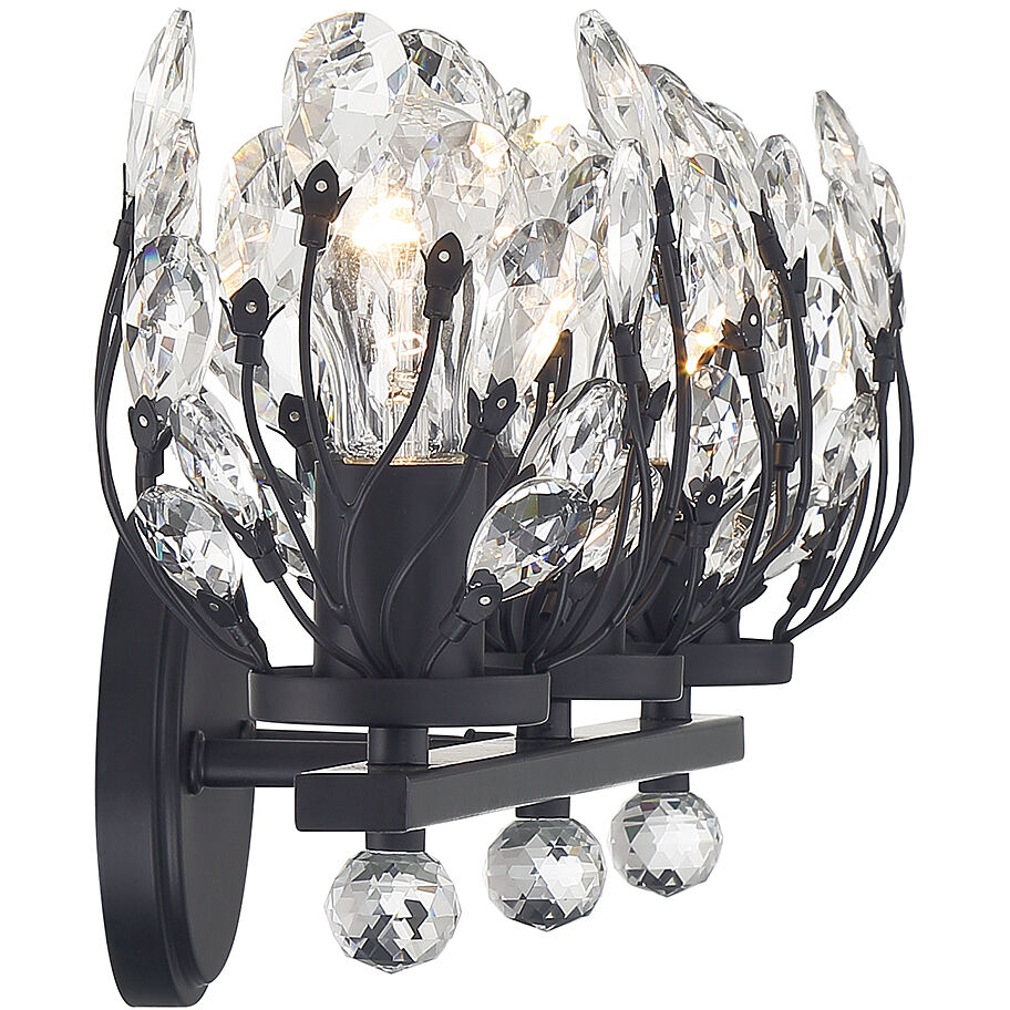 Moreno 3 Light 23.5 inch Black Bathroom Vanity Light Wall Light