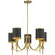 Quincy 5 Light 27 inch Matte Black with Warm Brass Chandelier Ceiling Light