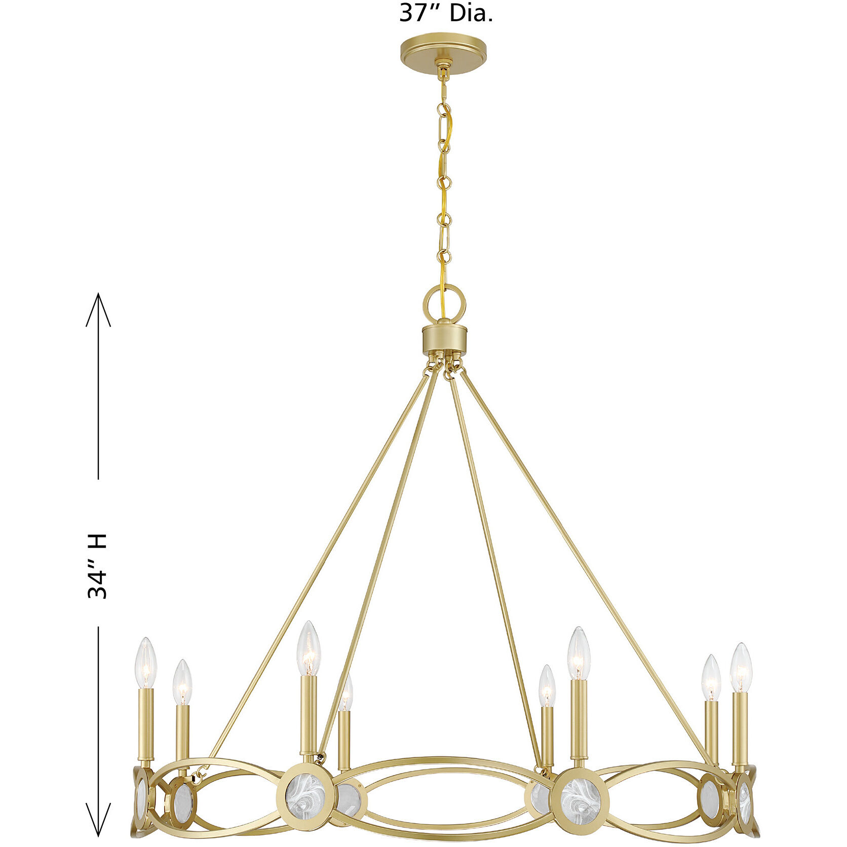 Minette 8 Light 37 inch Spun Gold Chandelier Ceiling Light