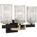 Keene 3 Light 23 inch Matte Black with Warm Brass Accents Bathroom Vanity Light Wall Light, Lighting One