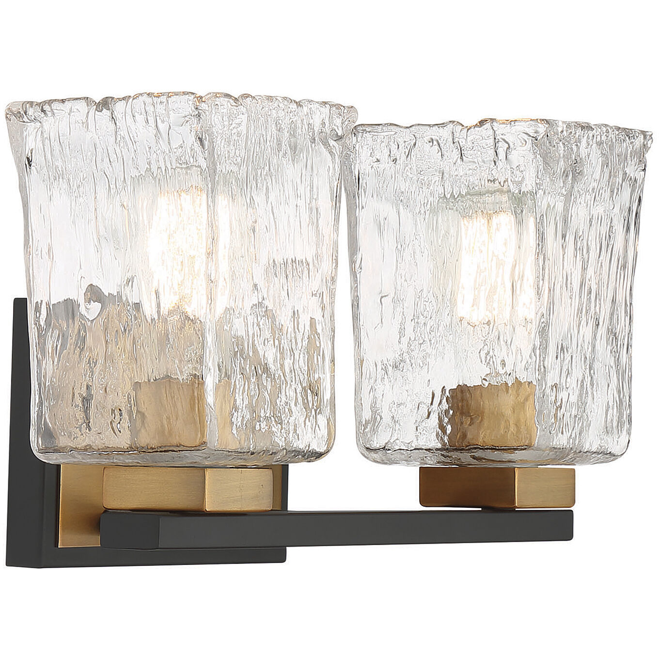 Sidney 2 Light 14.75 inch Black with Warm Brass Accents Bathroom Vanity Light Wall Light