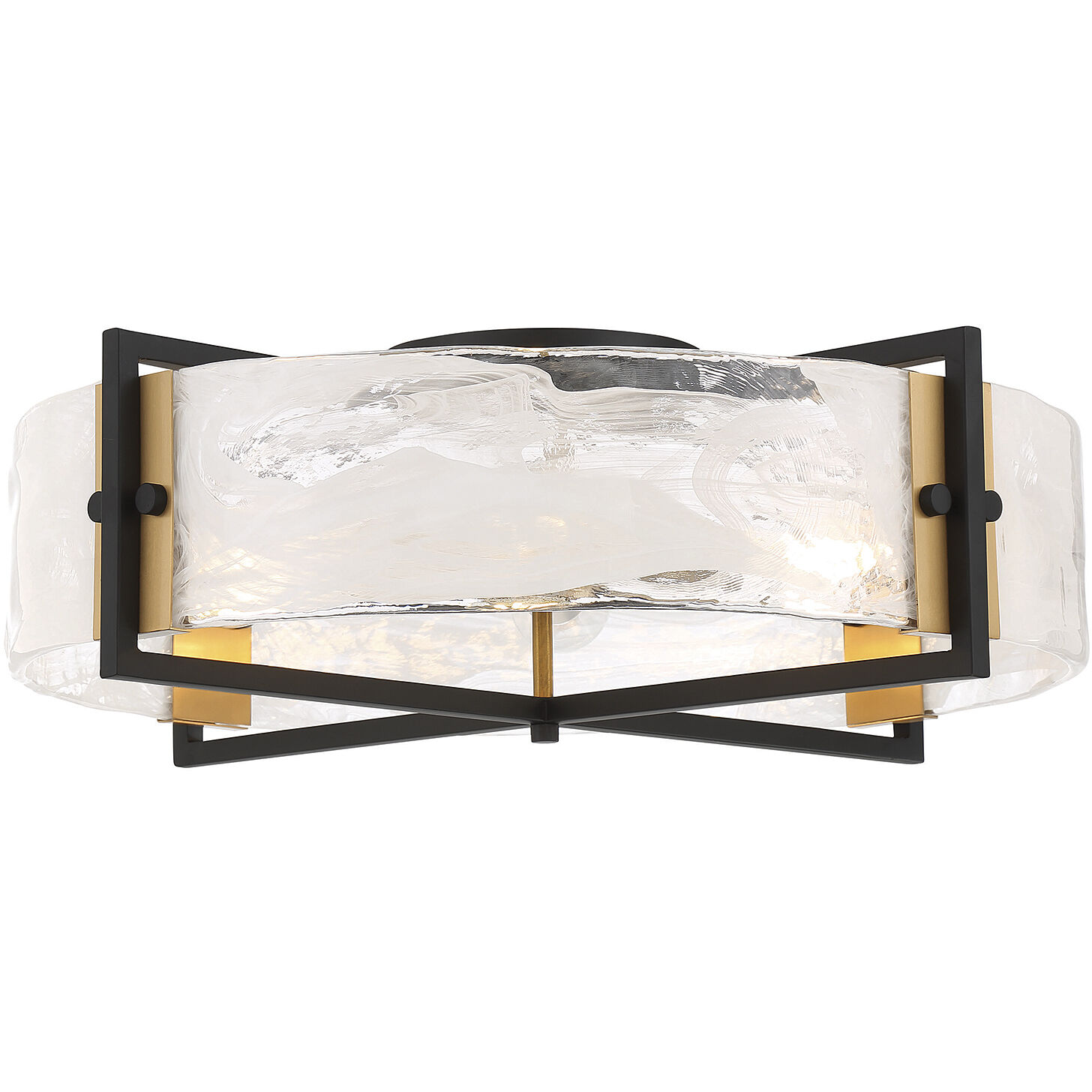 Hayward 4 Light 24 inch Black with Warm Brass Accents Semi-Flush Ceiling Light