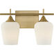 Octave 2 Light 13.75 inch Warm Brass Bathroom Vanity Light Wall Light, Essentials