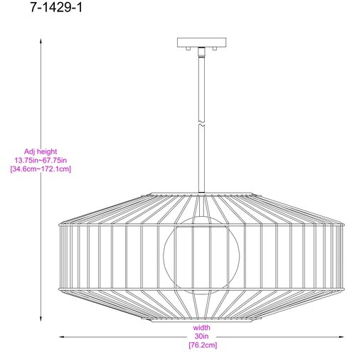 Marcy 1 Light 30 inch Matte Black Pendant Ceiling Light