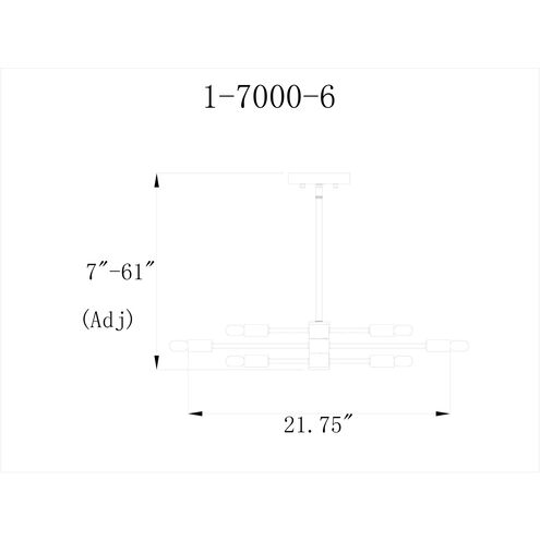 Lyrique 6 Light 21.75 inch Bronze with Brass Accents Chandelier Ceiling Light