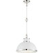 Corning 1 Light 16 inch White with Polished Nickel Accents Pendant Ceiling Light in White/Polished Nickel