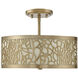 New Haven 3 Light 14 inch Burnished Brass Covertible SemiFlush Ceiling Light