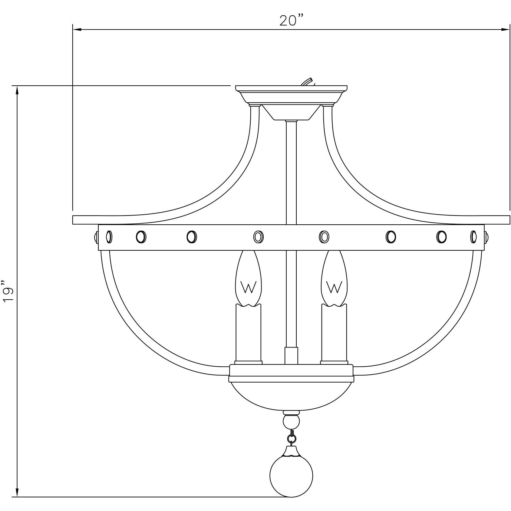 Alsace 3 Light 20 inch Reclaimed Wood Semi-Flush Ceiling Light