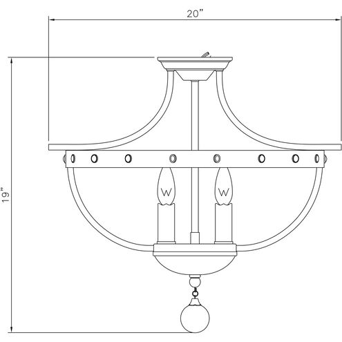 Alsace 3 Light 20 inch Reclaimed Wood Semi-Flush Ceiling Light
