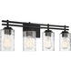 Baxter 4 Light 32 inch Matte Black Bathroom Vanity Light Wall Light, Lighting One