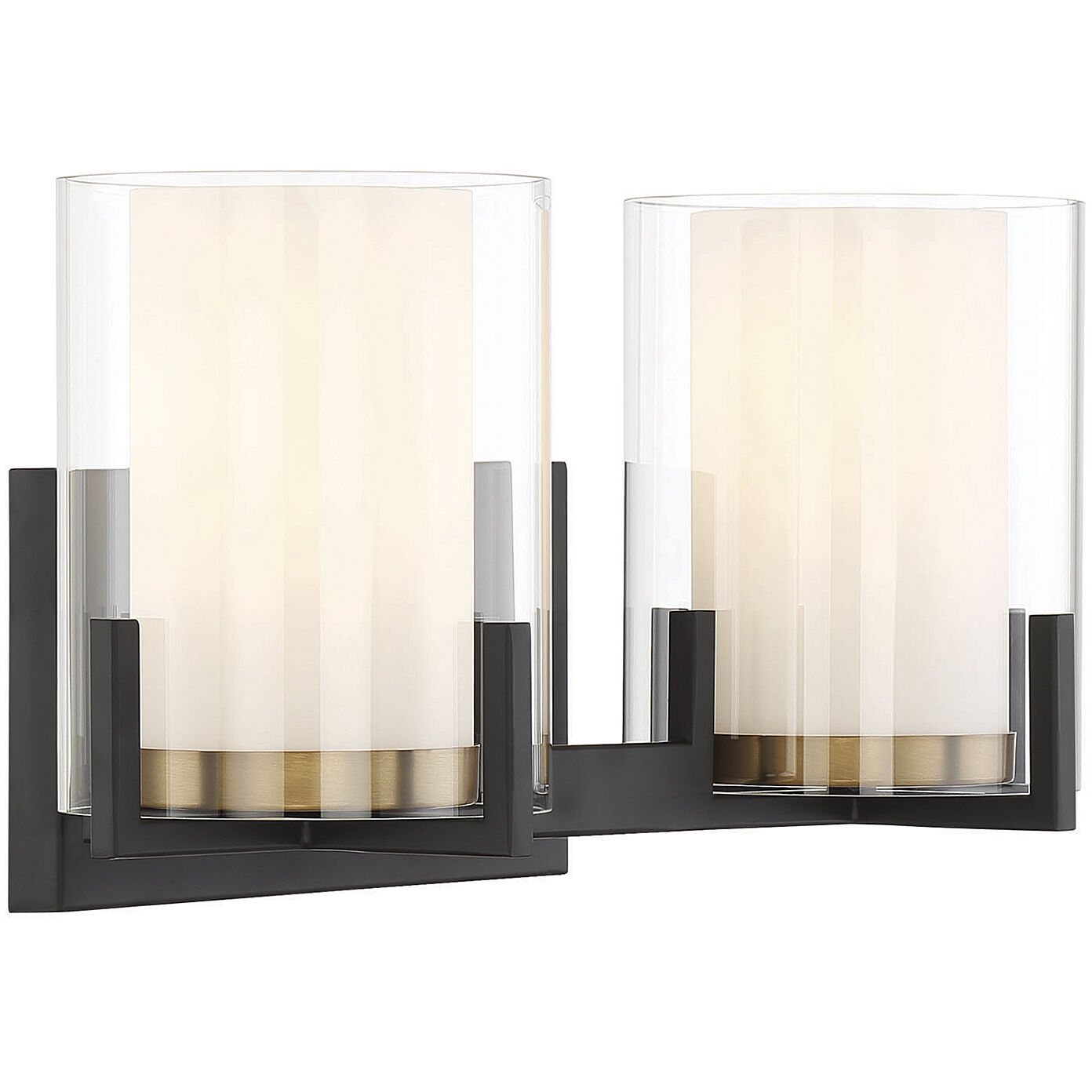 Eaton 2 Light 15 inch Black with Warm Brass Accents Bathroom Vanity Light Wall Light