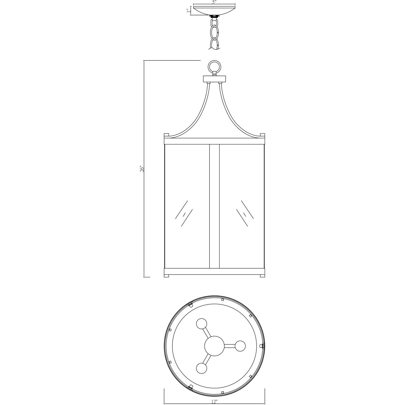 Penrose 3 Light 12 inch Black Pendant Ceiling Light, Essentials