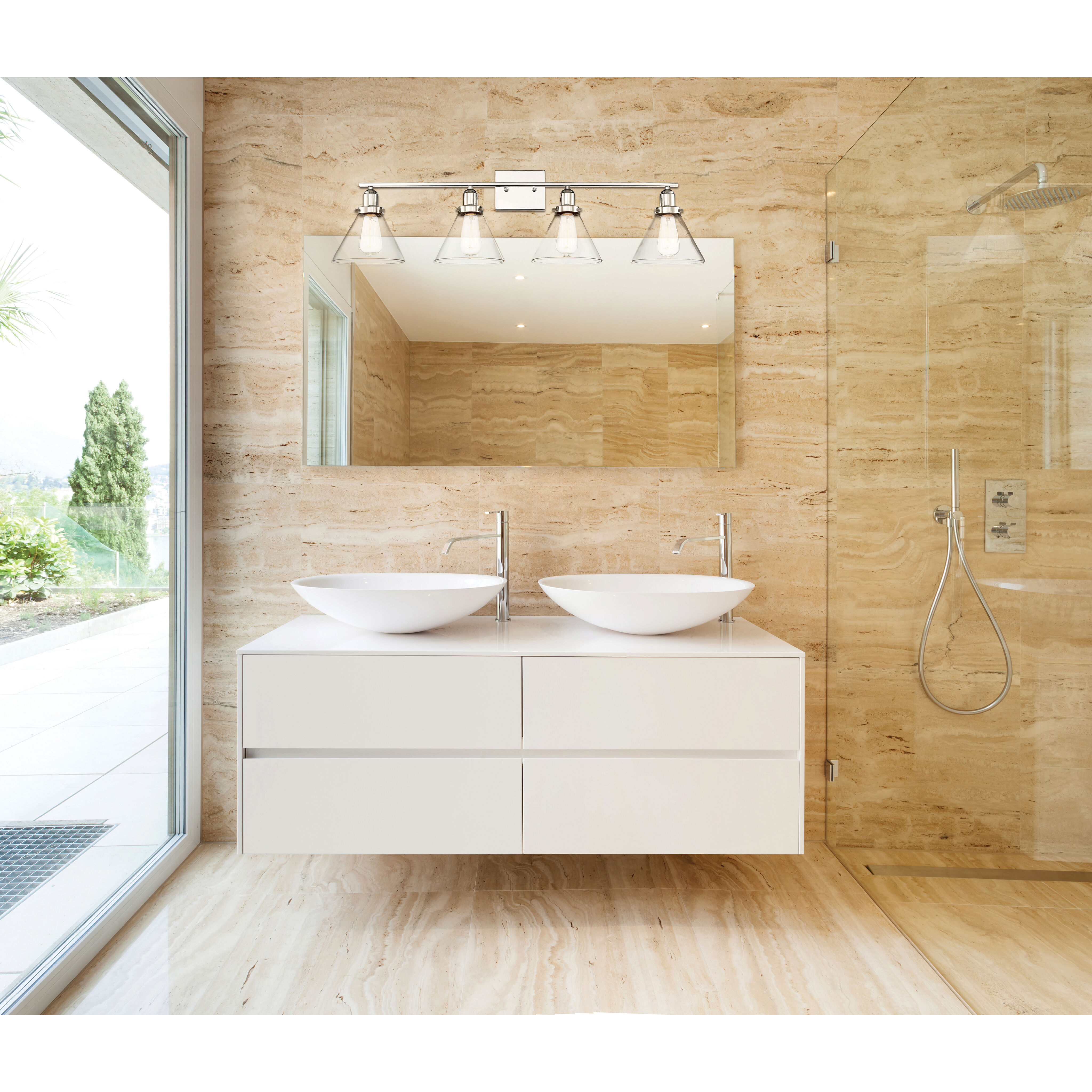 Drake 4 Light 38 inch Polished Nickel Bathroom Vanity Light Wall Light, Essentials