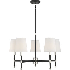 Brody 5 Light 28 inch Black with Polished Nickel Accents Chandelier Ceiling Light in Matte Black with Polished Nickel, Essentials