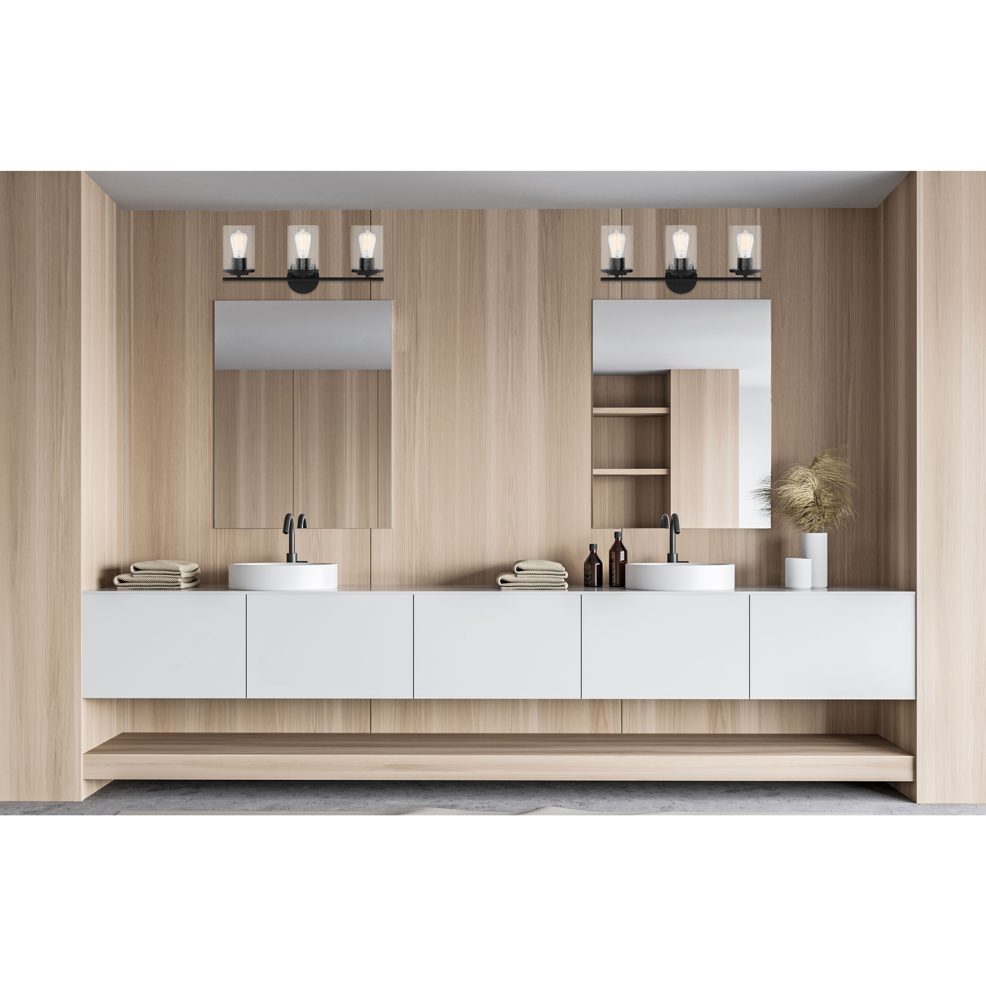 Marshall 4 Light 31 inch Black Bathroom Vanity Light Wall Light, Essentials