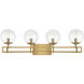 Crosby 4 Light 33 inch Warm Brass Vanity Light Wall Light, Essentials