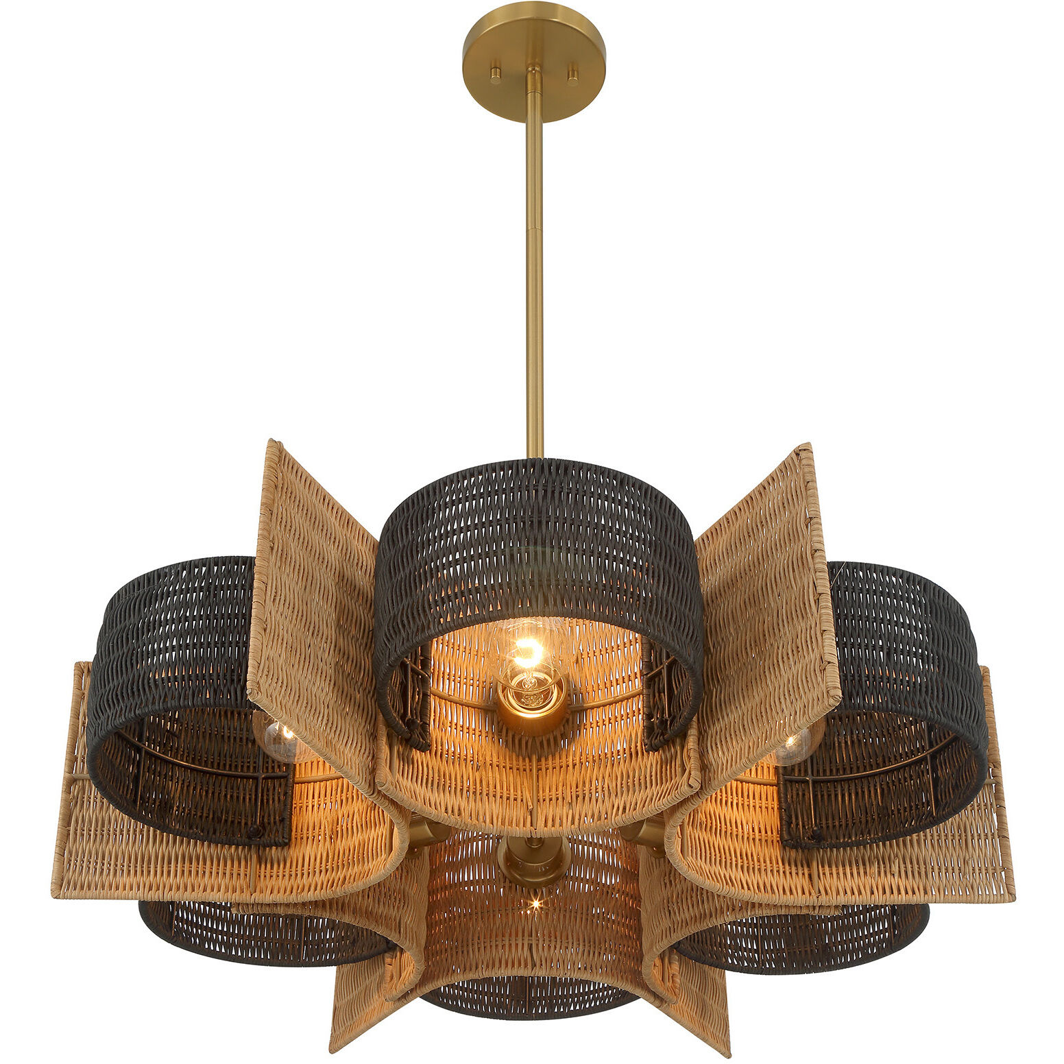 Espacio 6 Light 28 inch Warm Brass Chandelier Ceiling Light