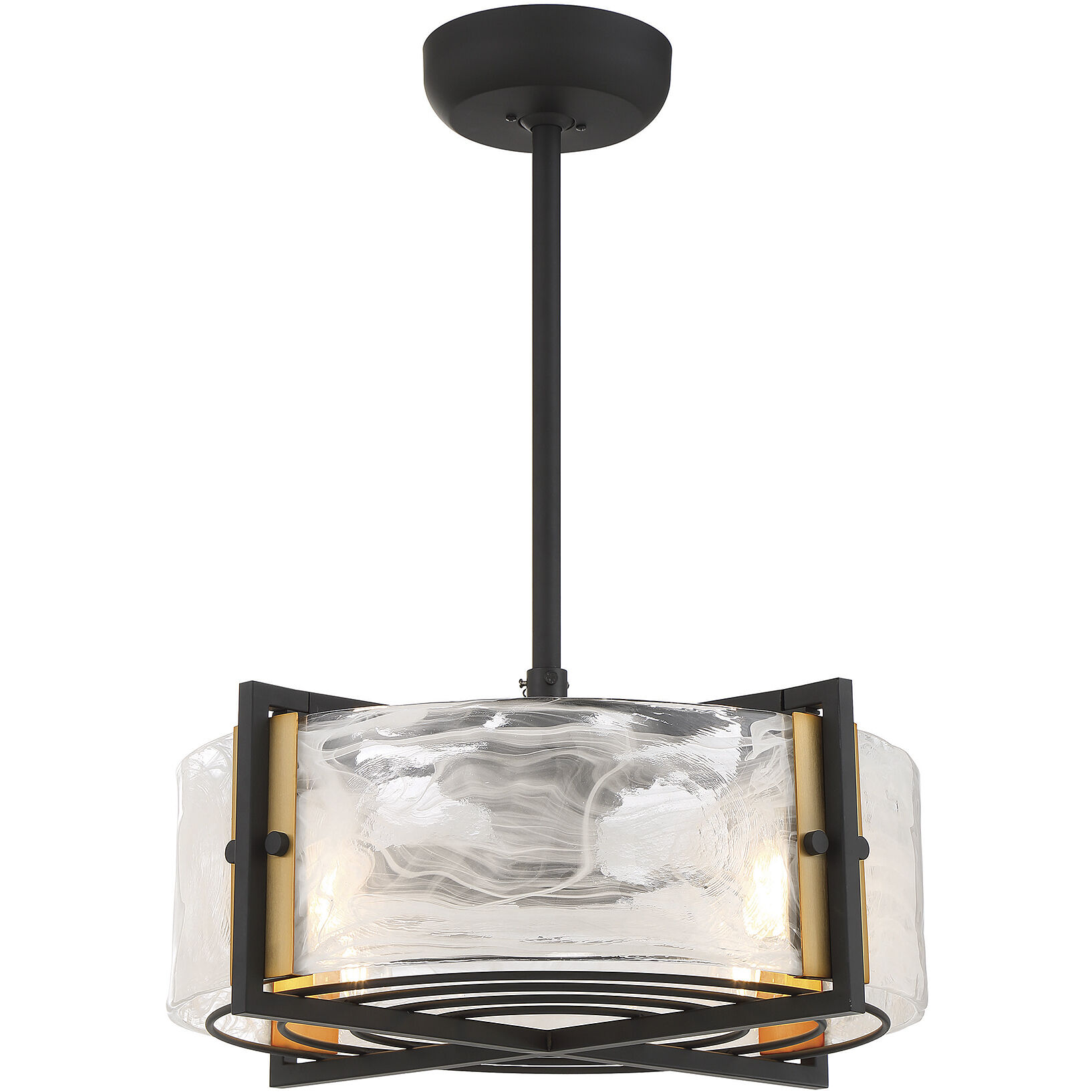 Hayward 12 inch Matte Black with Warm Brass Accents with Black Blades Fan D'Lier