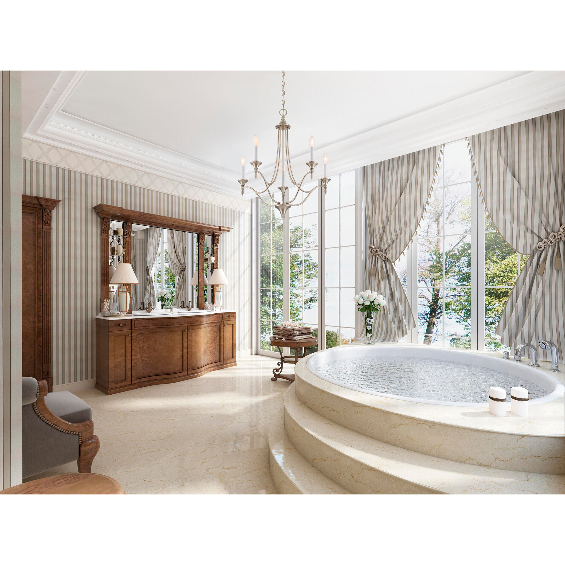 Herndon 5 Light 21 inch Satin Nickel Chandelier Ceiling Light, Essentials