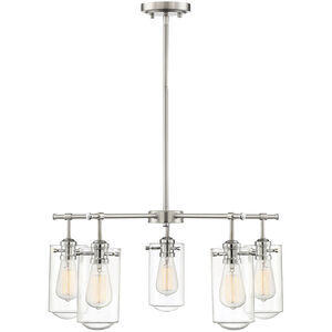 Clayton 5 Light 25 inch Satin nickel with Chrome Accents Chandelier Ceiling Light