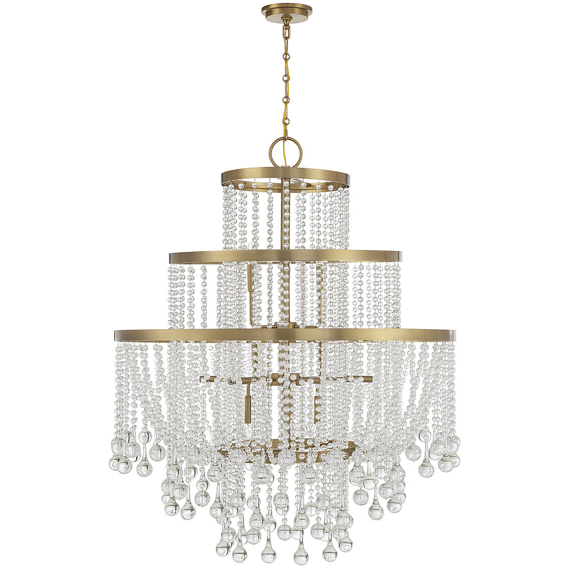 Luna 15 Light 45 inch Warm Brass Chandelier Ceiling Light
