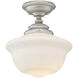 School House 1 Light 10 inch Pewter Semi-Flush Ceiling Light