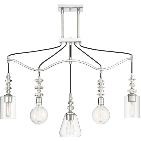 Apollo 5 Light 38 inch Polished Chrome Linear Chandelier Ceiling Light