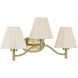 Rosa 3 Light 24.5 inch Noble Brass Bathroom Vanity Light Wall Light